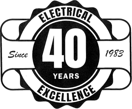 A badge that says 40 years of electrical excellence.