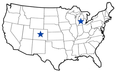 US Map with stars showing Excel Electric locations